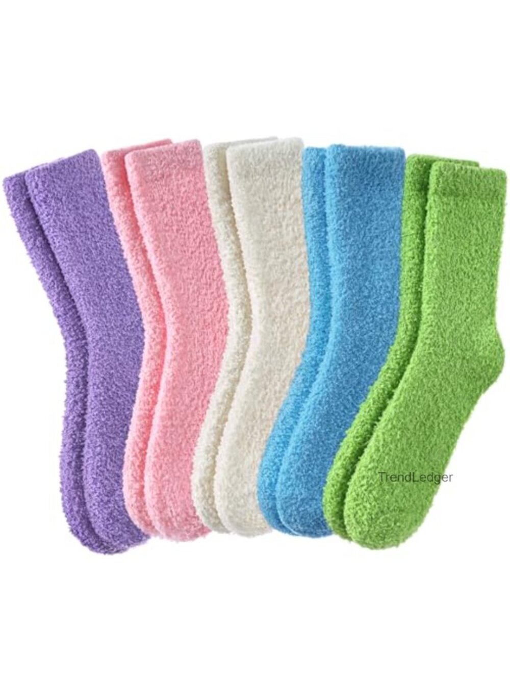 Fuzzy Slipper Socks Women 5 Pairs Polyester Spandex Cozy Winter Home Sleeping
